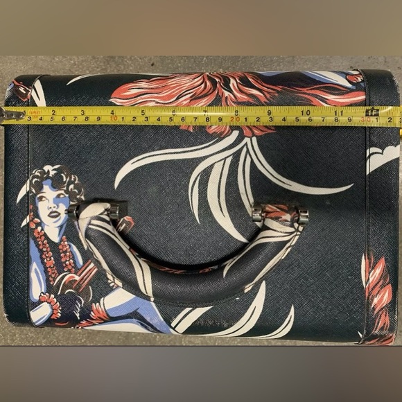 PRADA HULA GIRL Hawaiian Print Saffiano Leather Hard Beauty/Make-up Case - Picture 5 of 10
